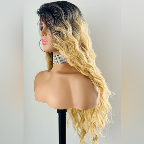 Versatile 28” Ombre Blonde 4x4 Lace Front Premium Fiber Wig - Picture 9 of 13